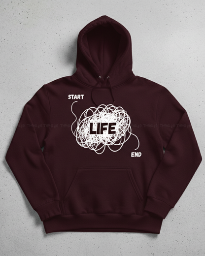 Life Unraveled Unisex Hoodie – Start to End Minimal Graphic Hoodie for Deep Thinkers