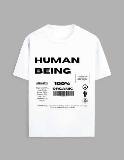 Human Being Graphic T-Shirt – Unisex Organic-Inspired Crew Neck Tee with Typography Print