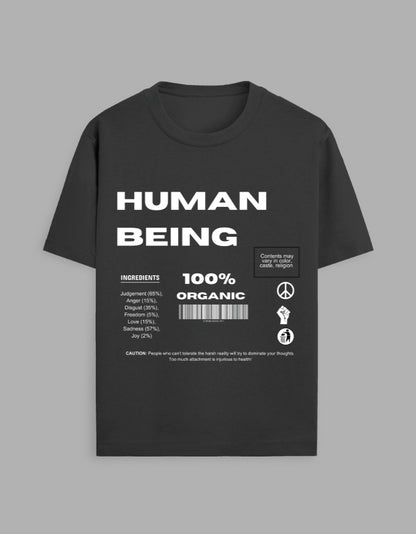 Human Being Graphic T-Shirt – Unisex Organic-Inspired Crew Neck Tee with Typography Print