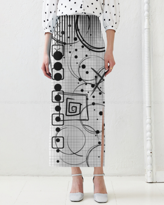Abstract Geometry Print Women’s Pencil Skirt | High-Waist Graphic Bodycon Skirt